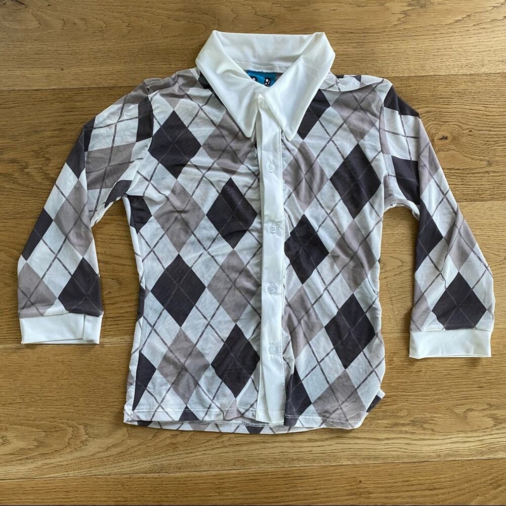 OMIGHTY - Argyle Mesh Shirt in White & Gray